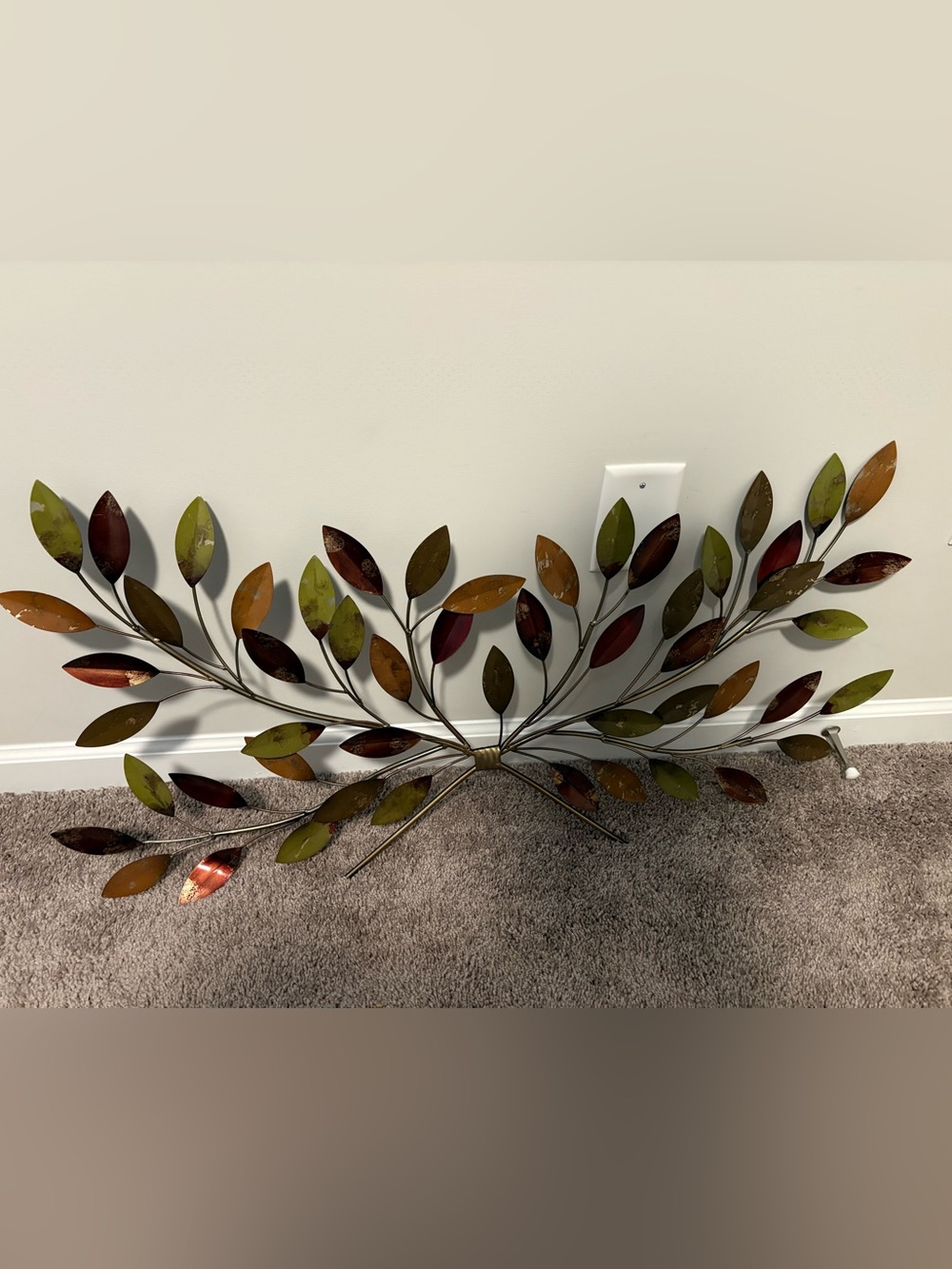 Metal Leaf Wall Decor in Green, Brown & Rust